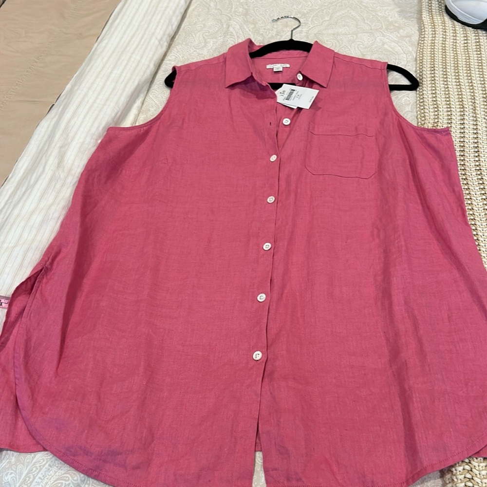 NWT J Jill linen sleeveless button down tunic